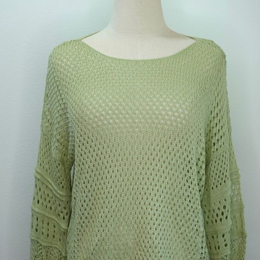 LC Lauren Conrad Multi Pattern Crochet Cropped Sweater - Light Green - M - Picture 4 of 15
